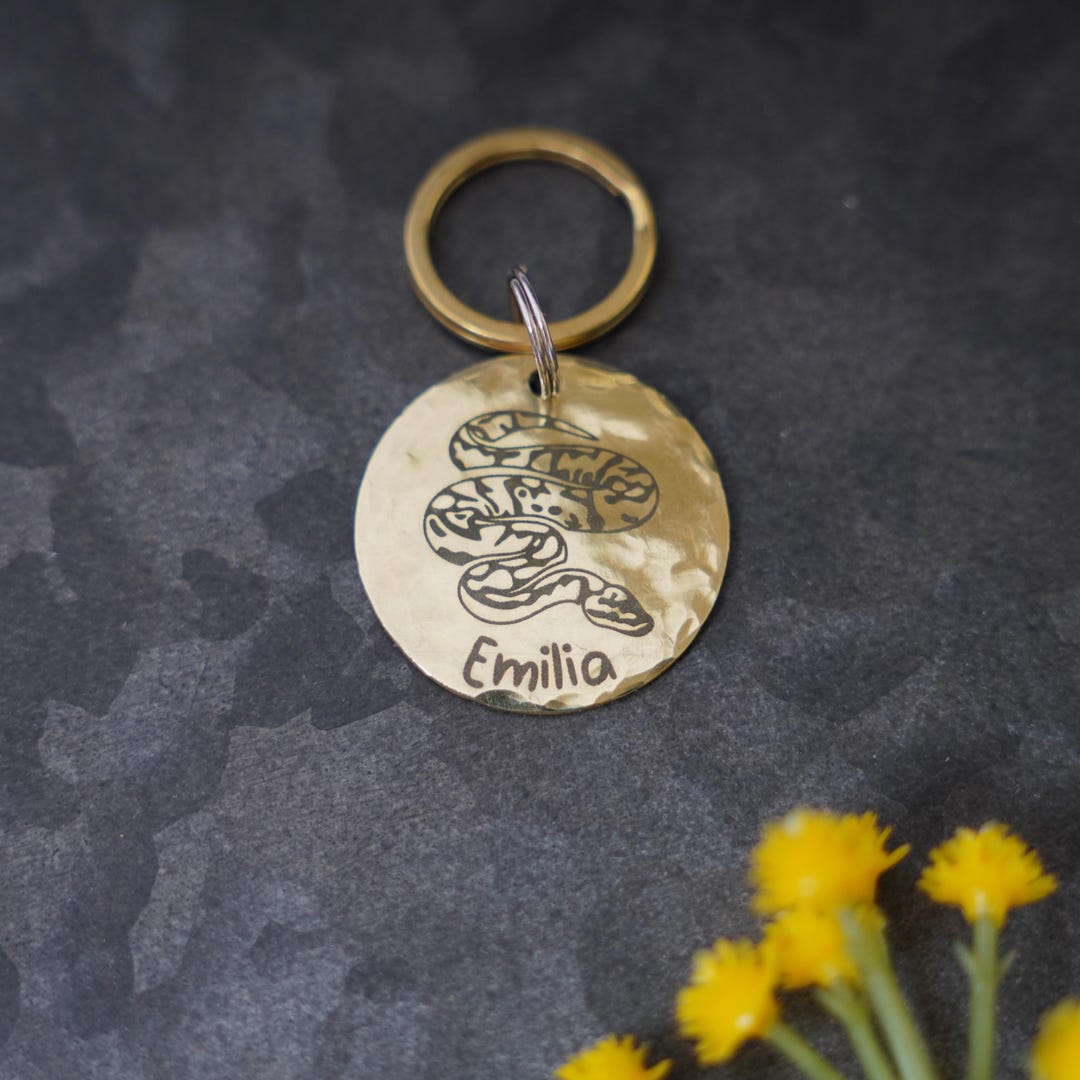 Hammered Ball Python Keychain • Custom Keyring • Personalized Brass ...