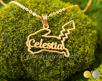 Pikachu Name Necklace • Personalized Sterling Silver Pendant