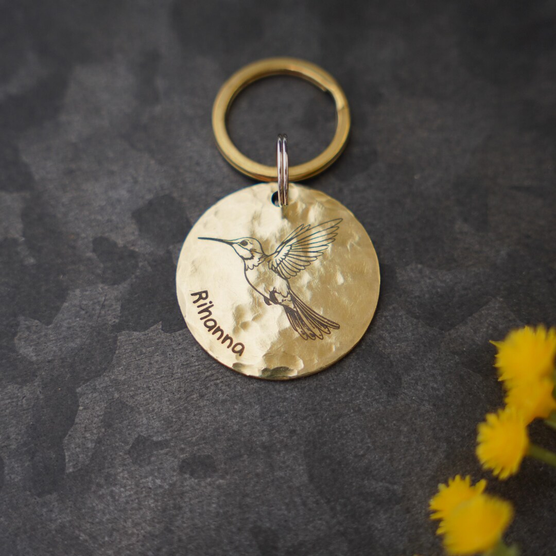 Hammered Hummingbird Keychain • Custom Keyring • Personalized Brass ...