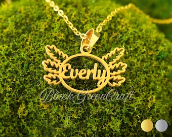 Sterling Silver Axolotl Necklace • Personalized Name Pendant