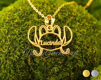 Gepersonaliseerde steek engelenketting • Sterlingzilver, aangepaste naam