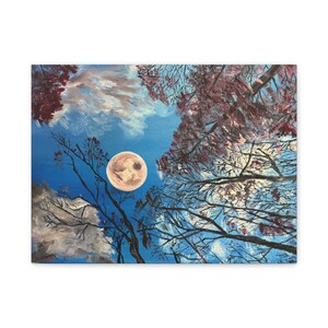 Impresión en lienzo, arte mural con cielo lunar, decoración celestial para el hogar, pintura de cielo nocturno, póster de cielo estrellado, obra de arte de las fases lunares