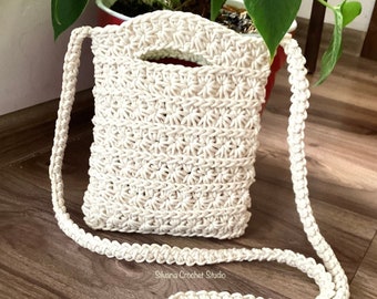 Patrón De Ganchillo Bolso Bandolera Estrella Crochet Tutorial En Inglés Hermoso Bolso Elegante Foto Tutorial Paso A Paso Bolso Moderno De Algodón Macrame