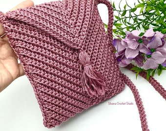 Crochet Pattern in English Chevron Crossbody Phone Bag Purse 2 Sizes for Beginners Summer Fall Winter Spring Crochet Tutorial Gift Idea