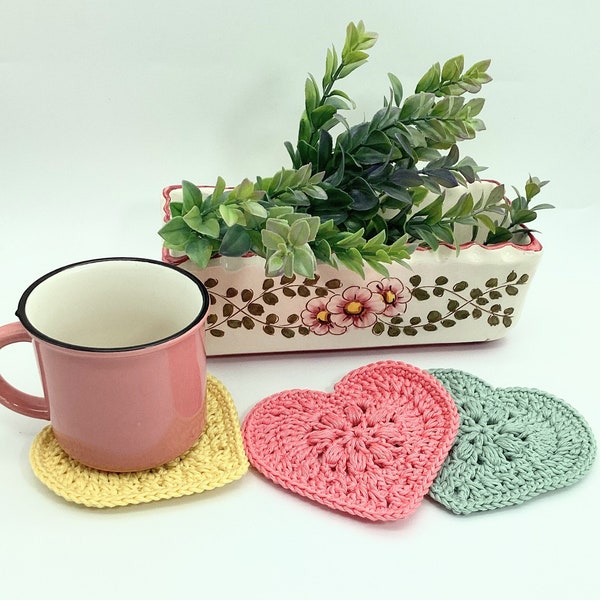 Crochet Pattern Blossom Heart Cup Coaster Crochet Tutorial Valentine Day Gift Ideea Christmas Gift Flower Crochet Coaster Housewarming Gift