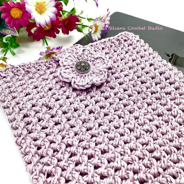 Patron au crochet, étui pour tablette pour iPad, tutoriel en anglais au crochet, étui pour Kindle, sac pour appareil facile et rapide à faire, idée cadeau pour toutes les occasions