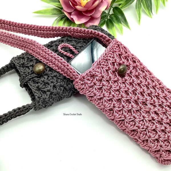 Crochet Pattern Stary Phone Bag Crochet Purse Phone Case Crochet Pouch Handmade Phone Bag Christmas Gift Idea Modern Textured Mobile Bag DIY