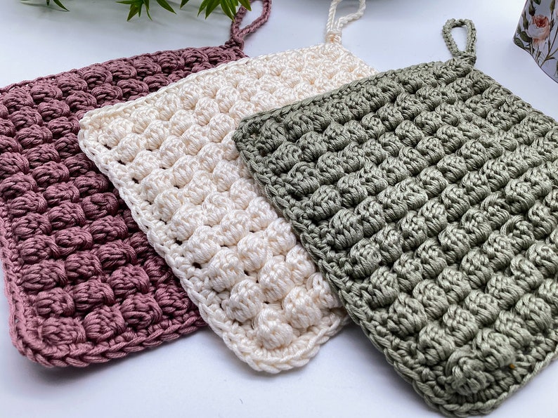 Crochet Pattern Potholder Hot Pad English Tutorial for Easter Christmas Holiday Seazon Home Decor Housewarming Gift Idea Easy and Quick Make image 3