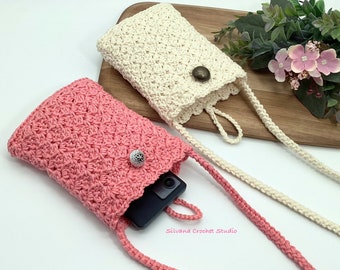 Crochet Pattern Orchidea Crossbody Bag Mobile Phone Bag English Tutorial Summer Crochet Purse  Customizable Size Beginner Friendly Gift Idea