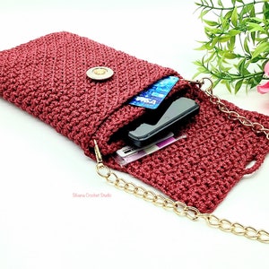 Crochet Pattern Cell Phone Bag with 3 Compartments in English Fashion Bag Crochet Handmade Purse Pattern Trendy Mobile Bag PDF Downlload