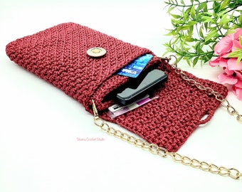 Crochet Pattern Cell Phone Bag with 3 Compartments in English Fashion Bag Crochet Handmade Purse Pattern Trendy Mobile Bag PDF Downlload