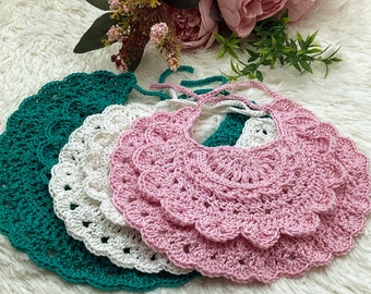 Crochet pattern Baby Bib Cute Baby Crochet Tutorial Vintage Crochet Easy Fast to Make with Foto Tutorial Step by Step, Baby Shower Gift Idea
