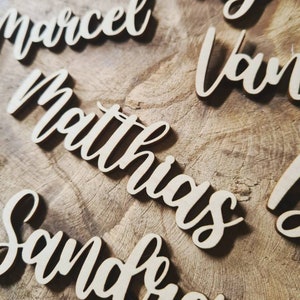 Place cards lettering wood wedding Baptism birthday Christmas Celebrations l Personalized table decoration image 2