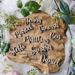 Platzkärtchen Schriftzug Holz | Hochzeit | Taufe | Geburtstag | Weihnachten | Feste l Personalisierte Tischdekoration