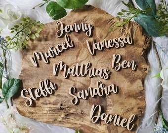 Wooden place cards with lettering | Birthday | Wedding | Christening | Christmas | Celebrations | Personalized table decoration