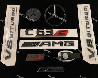 C63s Gloss Black Full Badges Package For Mercedes C63s W205 C205 S205 A205 Exclusive Pack
