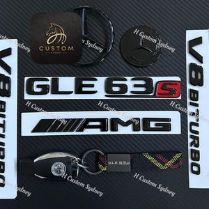 Pacote de emblemas completos GLE63S preto brilhante para Mercedes GLE63S W166 Wagon A292 Coupe 2015-2019 Pacote exclusivo