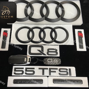 Q8 Matte Black Full Badges Package For Audi Q8 55TFSI Exclusive Pack