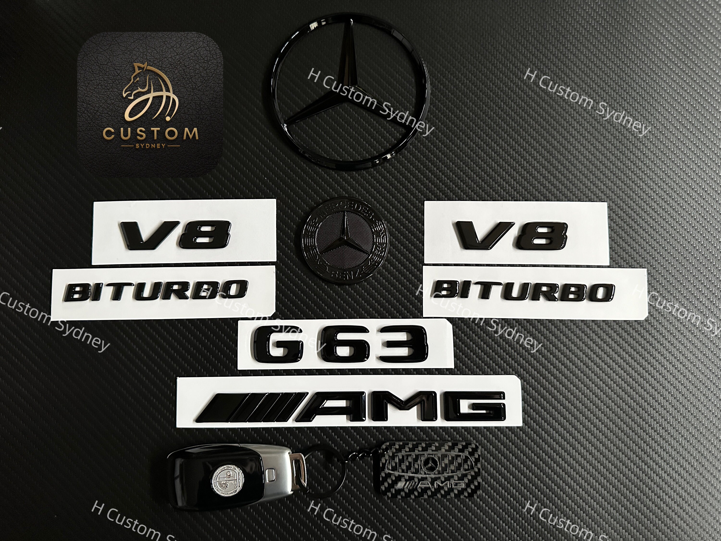 Gloss Black G63 Badges Package for Mercedes G63 AMG W463