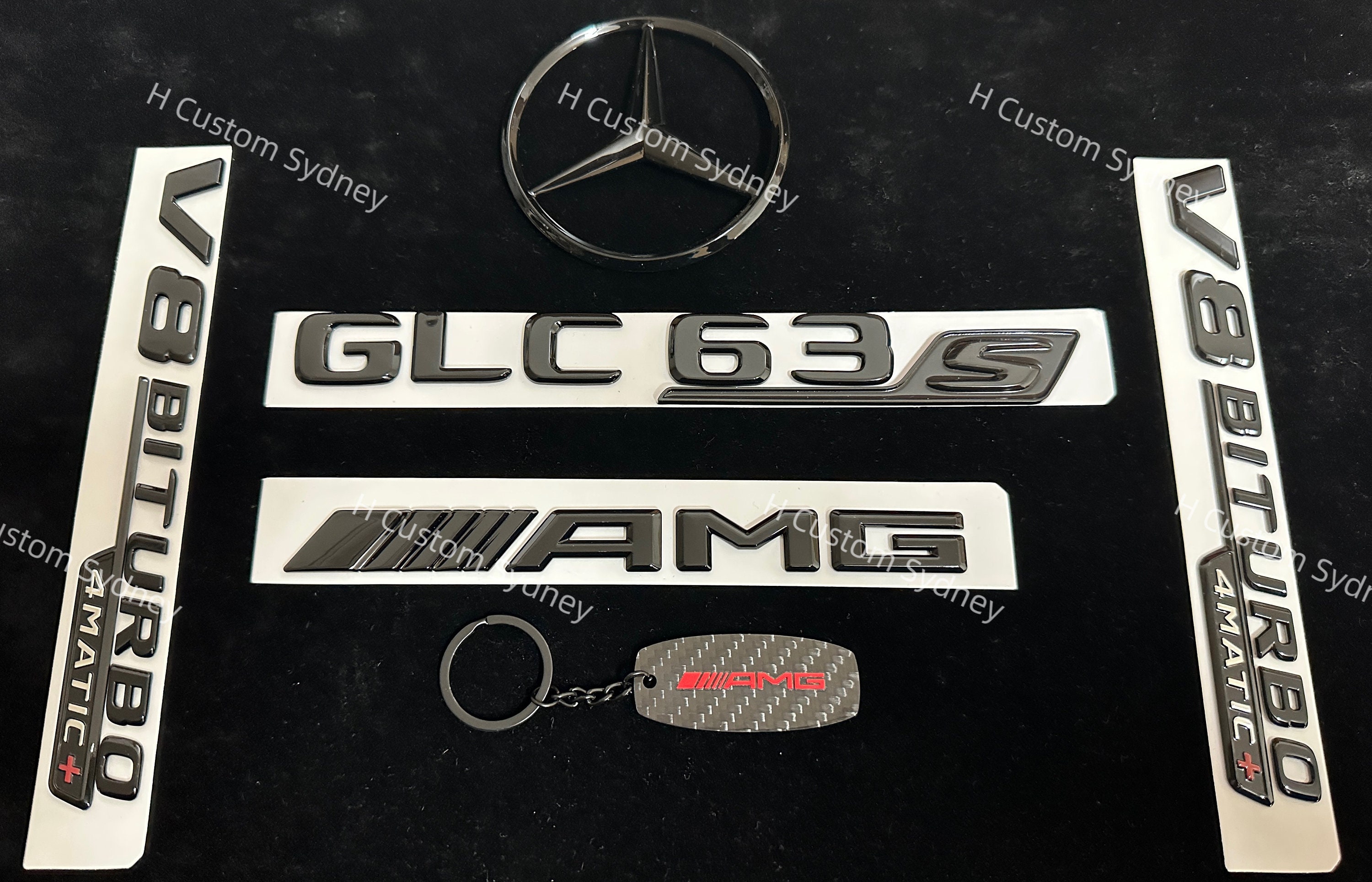 2015 Glossy Black Letters V8 Biturbo Emblem for Mercedes Benz AMG
