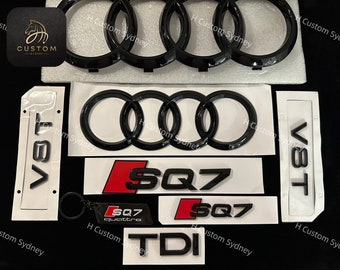 SQ7 Gloss Black Full Badges Set For Audi SQ7 4M 2016-2023 Exclusive Pack
