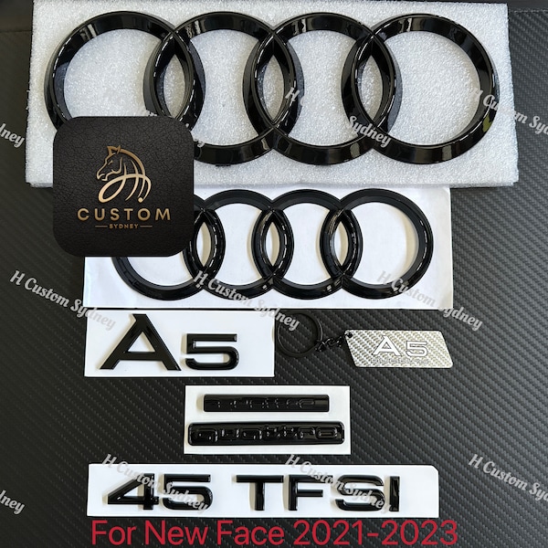 A5 Gloss Black Full Badges Package For Audi A5 F5 45TFSI Quattro Exclusive Pack