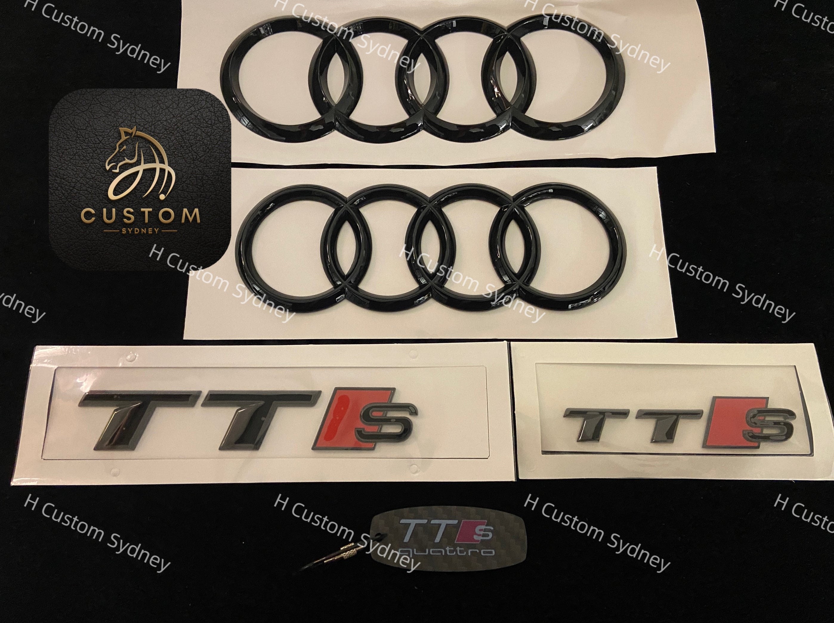 Audi Ringe 285mm Kühlergrill Emblem Emblem Emblem Aufkleber Glanz