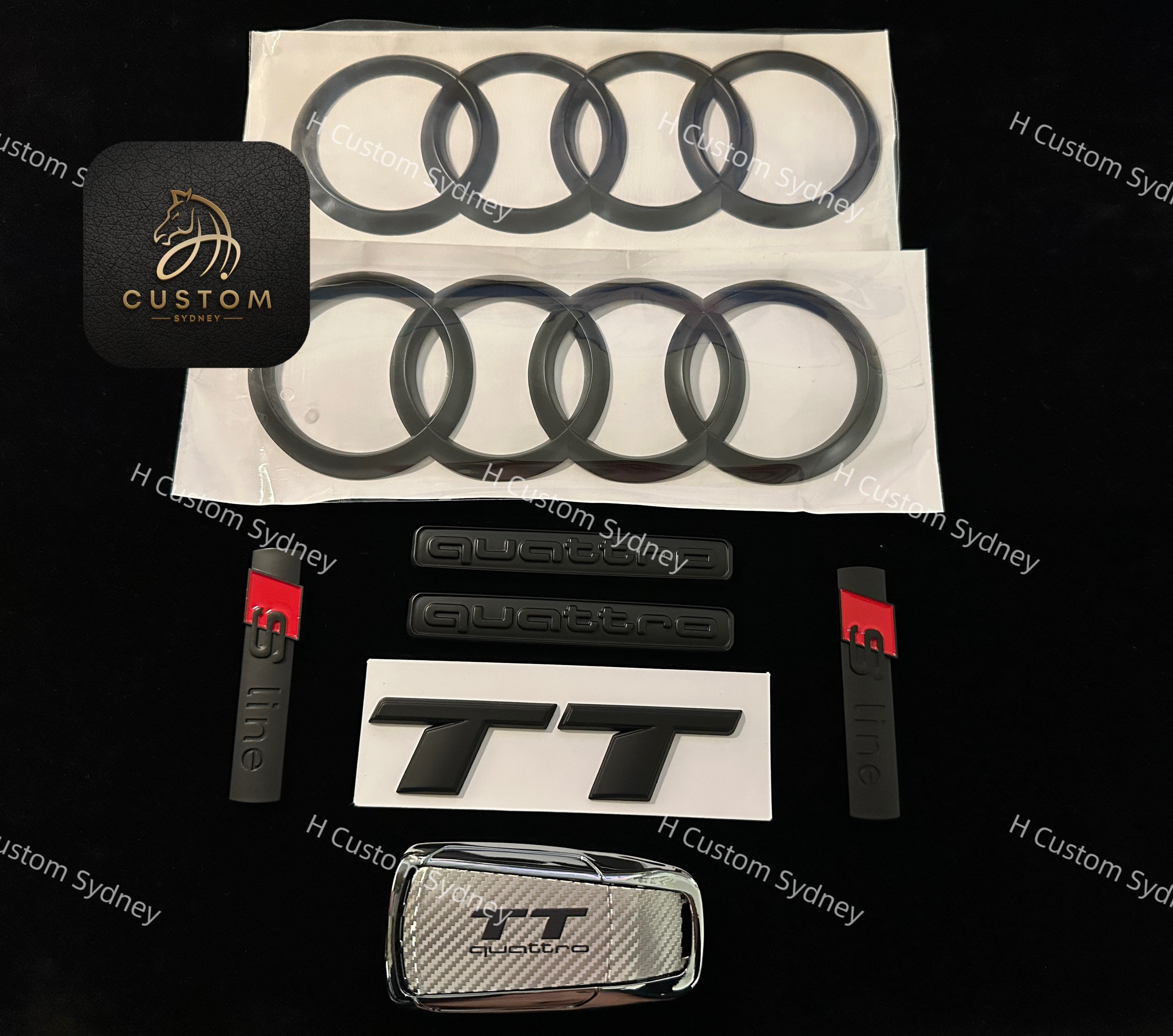 Autocollant Logo TT Chromé Noir ABS Pour Coffre Audi TT MK1/MK2/MK3 - Décoration Ou Remplacement