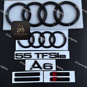 A6 Gloss Black Full Badges Package For Audi A6 C8 55TFSIe Exclusive Pack