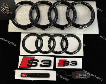 S3 Gloss Black Full Badges Emblems Package For Audi S3 8V GY Exclusive Pack 2014-2023