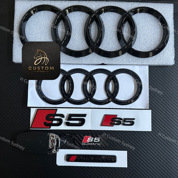 S5 Gloss Black Full Abzeichen Embleme Paket für Audi S5 F5 2017-2023 Exclusive Pack