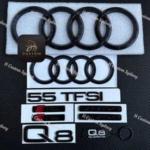 Q8 Gloss Black Full Badges Package For Audi Q8 Quattro 55TFSI Exclusive Pack