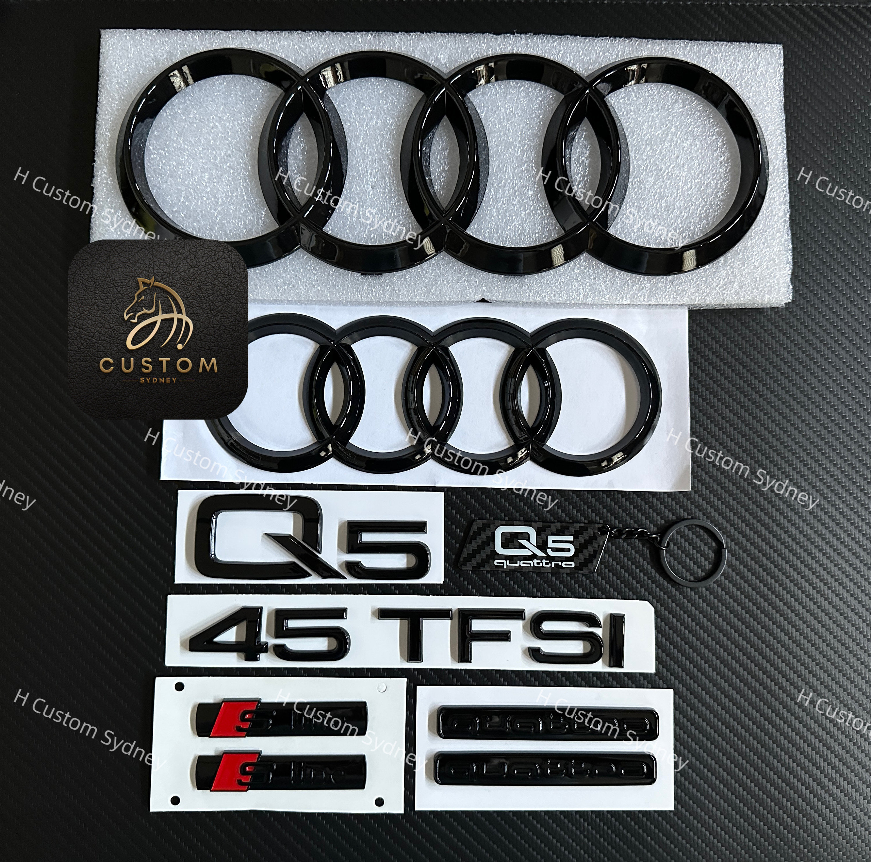 Q5 Gloss Black Full Badges Package for Audi Q5 45TFSI Q5 Gloss Black Full Badges Package for Audi Q5 45TFSI