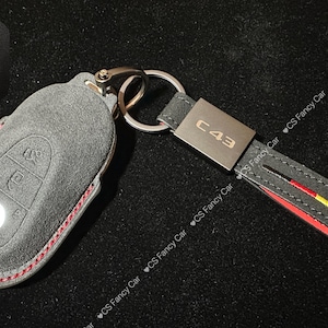 Premium Alcantara Leather Key Fob Cover Case For Mercedes C43 W206 Custom Made Exclusive Gift
