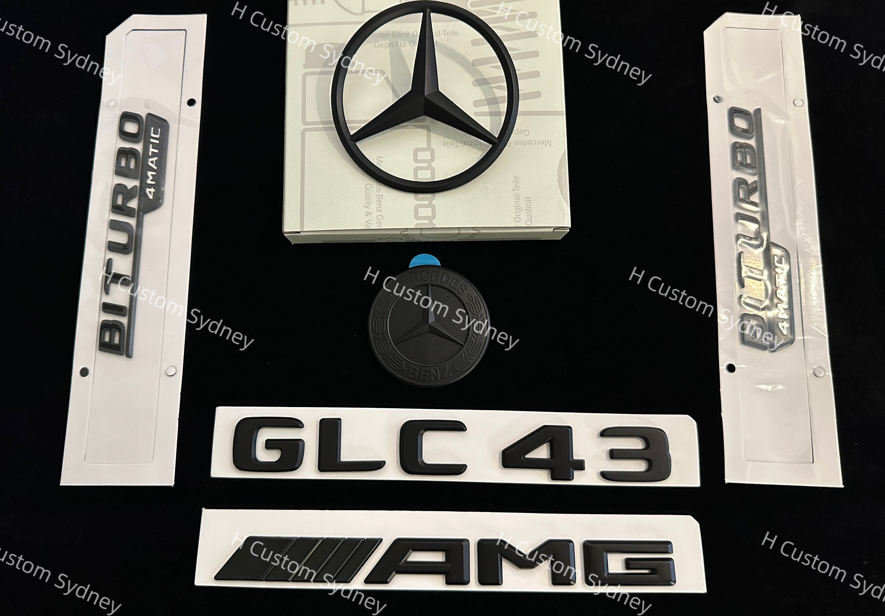Mercedes Benz Blue & Silver Flat Front Hood Emblem AMG Badge Logo LAUREL  OEM