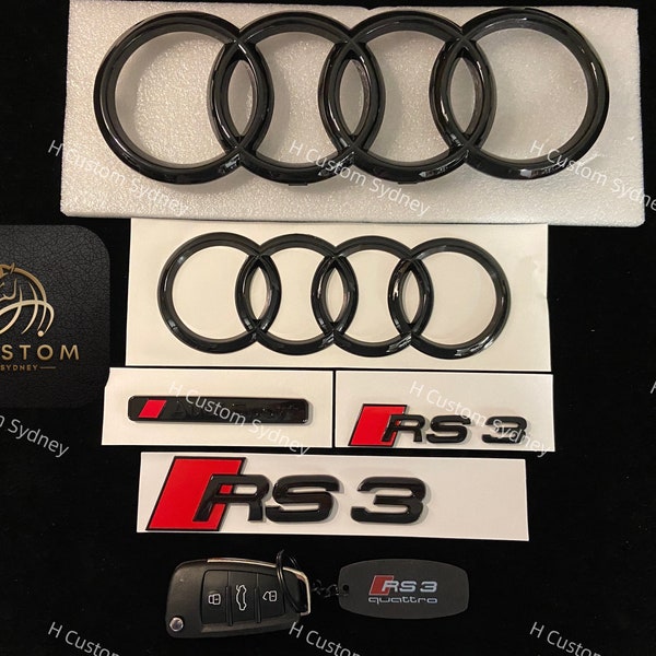 RS3 Gloss Black Full Badges Set Paket für Audi RS3 8V 8Y Exclusive Pack