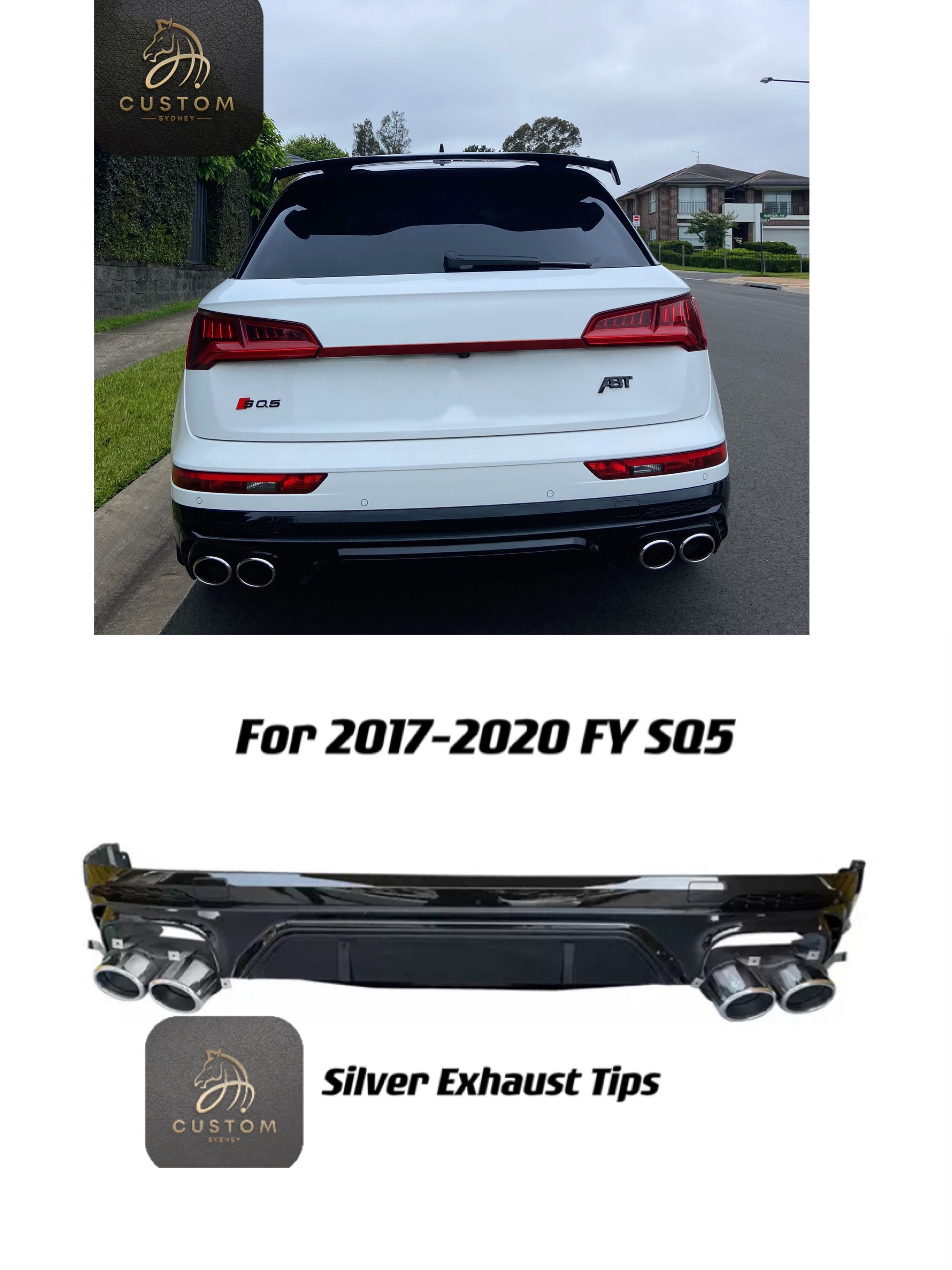 SQ5 Bumper Bar Diffuser Exhaust Tips for Audi Q5 SQ5 FY 2017-2020 