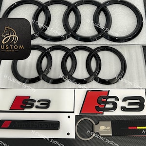 S3 Gloss Black Full Badges Emblems Package For Audi S3 8V Exclusive Pack 2014-2020
