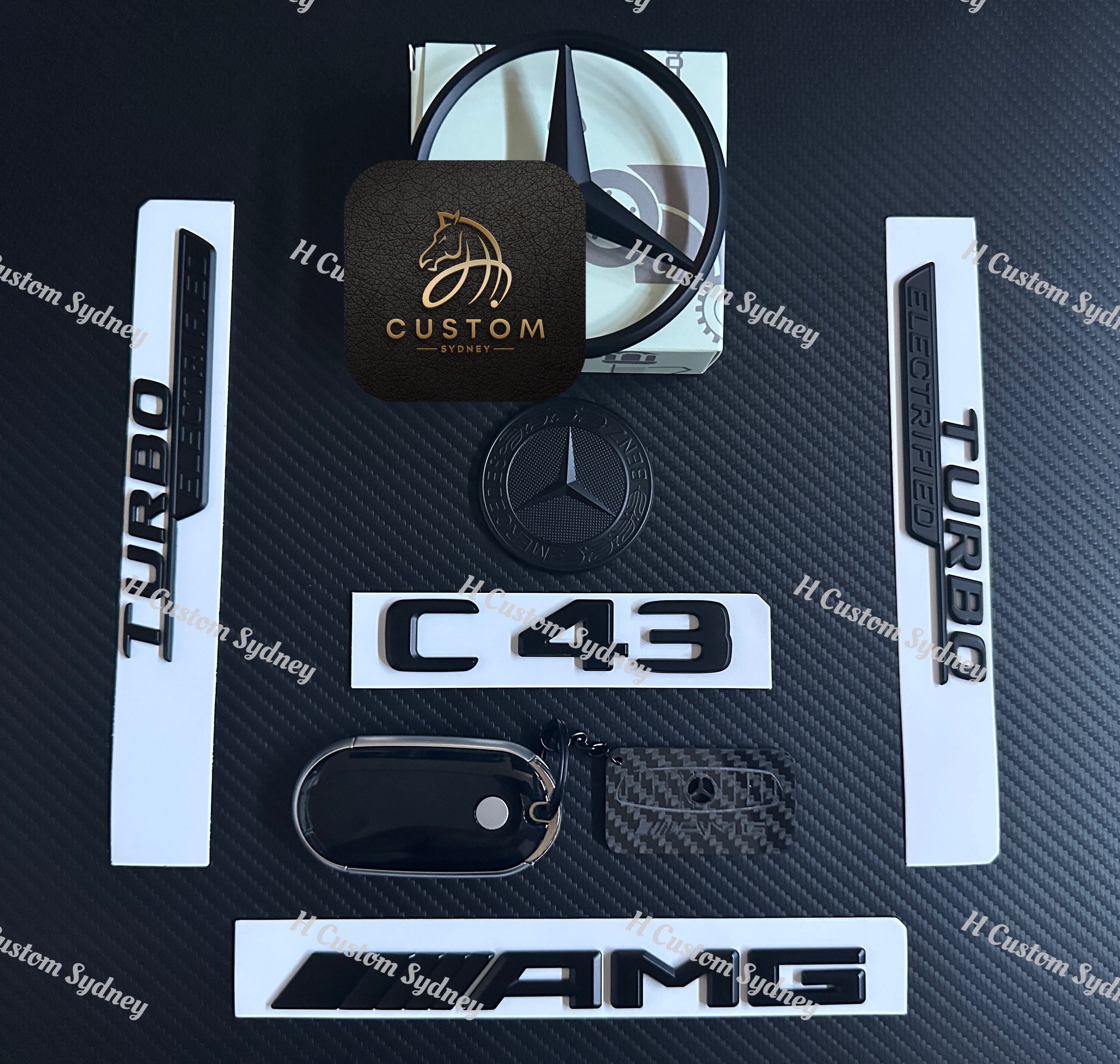 Matte Black C43 Badges Full Package For Mercedes AMG C43 W206 Sedan Exclusive Pack