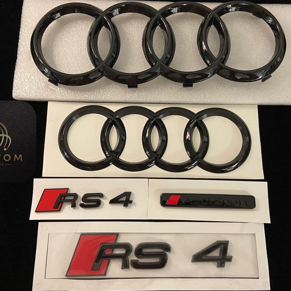 RS4 Gloss Black Badges Paket für Audi RS4 B8 B9 2016-2023