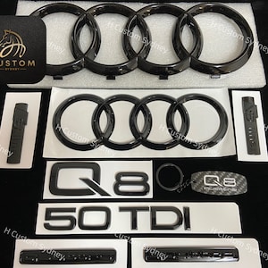 Q8 Gloss Black Full Black Badges Package For Audi Q8 50TDI 55TFSI Exclusive Pack