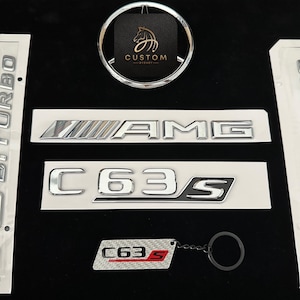 Chrome OEM C63S Badges Pack For Mercedes C63S W205 C205 S205 2019-2023 Models