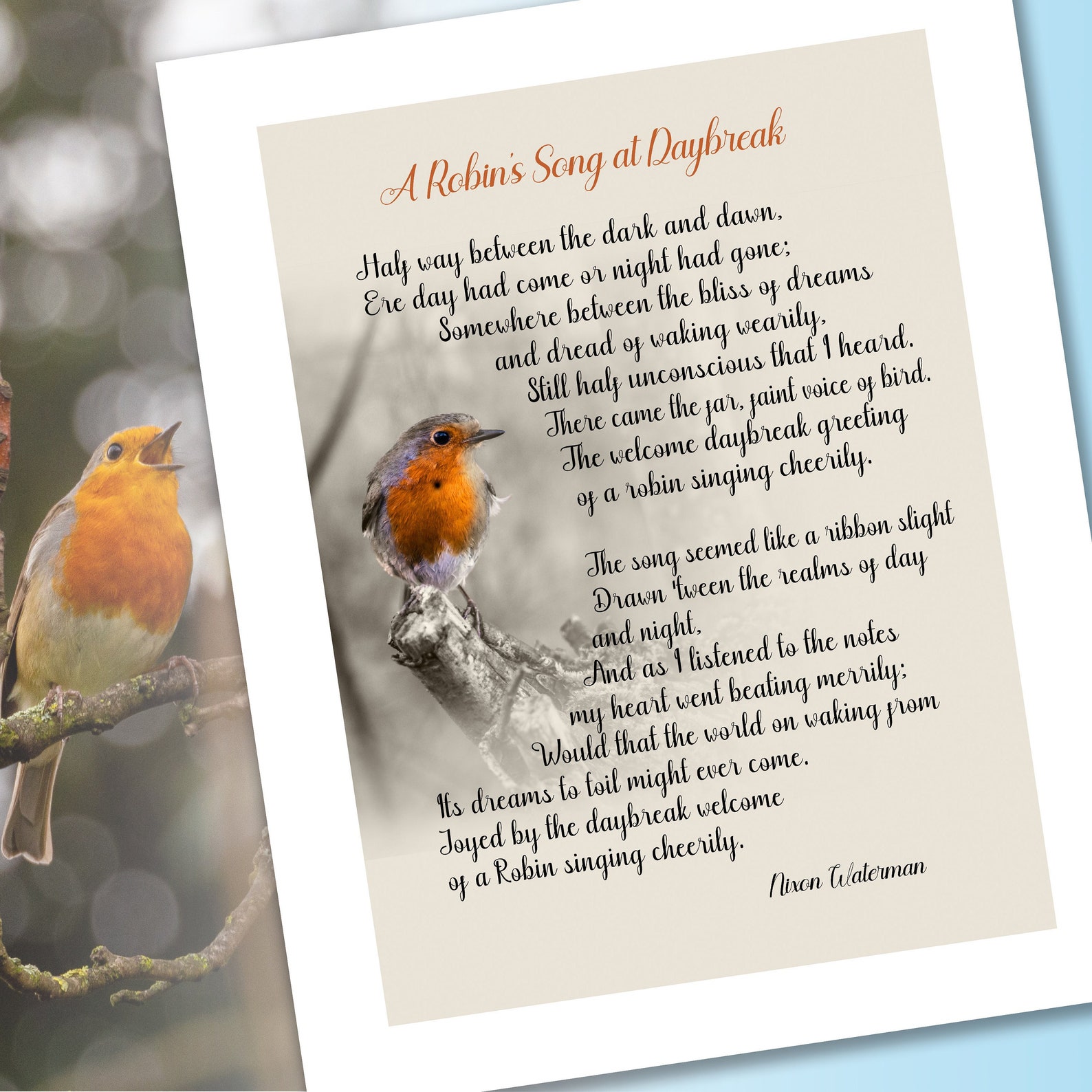 A Robin’s Song at Daybreak - Printable Poem of Nixon Waterman for Your ...