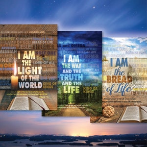 Statements of Jesus "I AM" Printables - I am the Light, I am the Way, I am the Bread - Promises and power of Jesus, A4 included