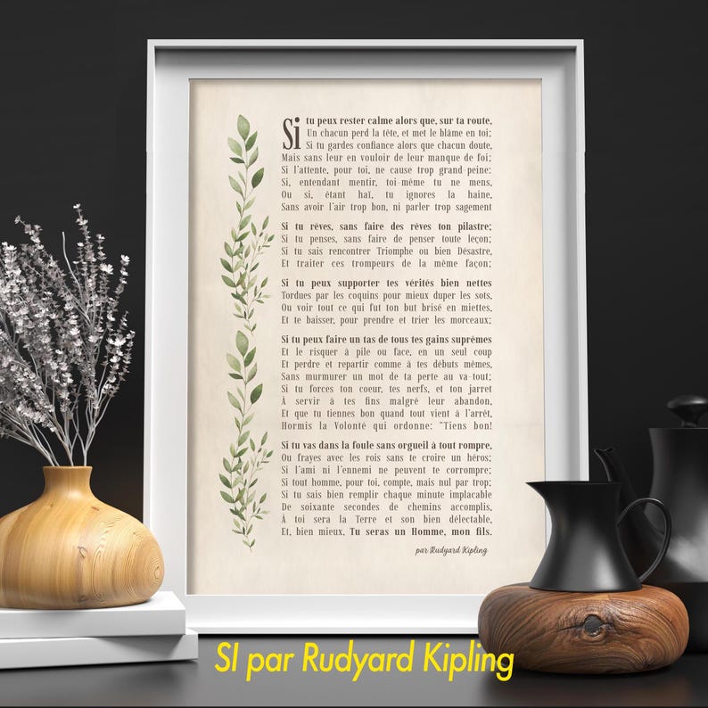 IF Poem by Rudyard Kipling - French Version SI - Tu Seras Un Homme ...