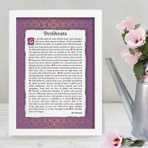 Poema inspirador de Max Ehrmann, Desiderata para impressão - Coisas desejadas, estilo Art Déco - Um item essencial para ter ou oferecer - Formato A4 incluído