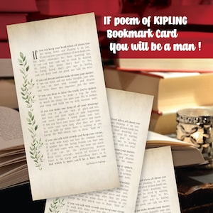 IF, poème inspirant de Rudyard Kipling - 3 marque-pages cartes 7,5 x 15 cm, imprimables - Des paroles sages spécialement destinées aux jeunes ou à tous !