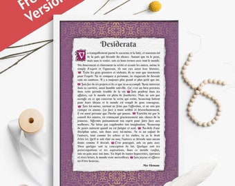 Dezyderata francuski wiersz Art Deco do druku-Max Ehrmann, les Chooses désirées