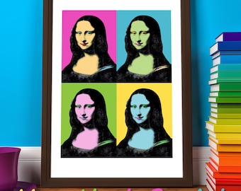 Mona Lisa’s Leonardo Da Vinci painting revisited in Pop Art Style - Wall Art Printable, instant digital download, A1 to A5 included - Smile
