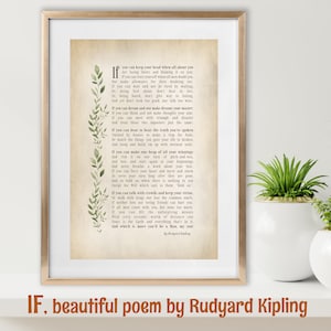 Poema IF de Rudyard Kipling - Serás un hombre - Lecciones de vida y guía moral - Sé tú mismo, leal y verdadero - Tamaño de carta A4 incluido